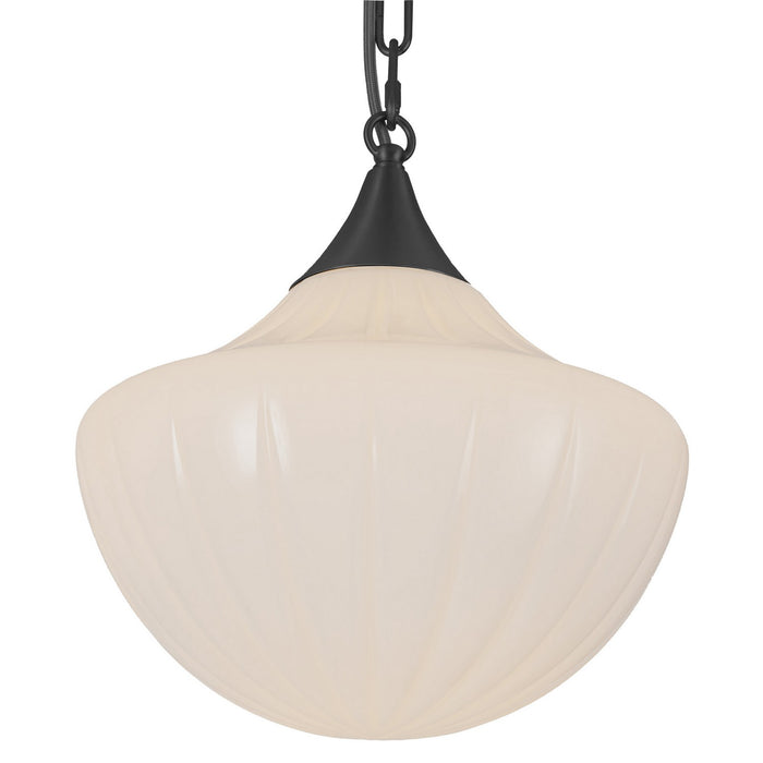 Alora MP651312MBGR Three Light Pendant, Matte Black/Glossy Ribbed Opal Glass