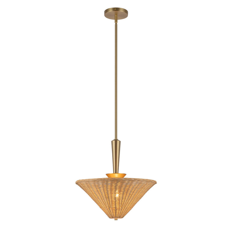 Alora PD497016BGRA One Light Pendant, Brushed Gold/Rattan