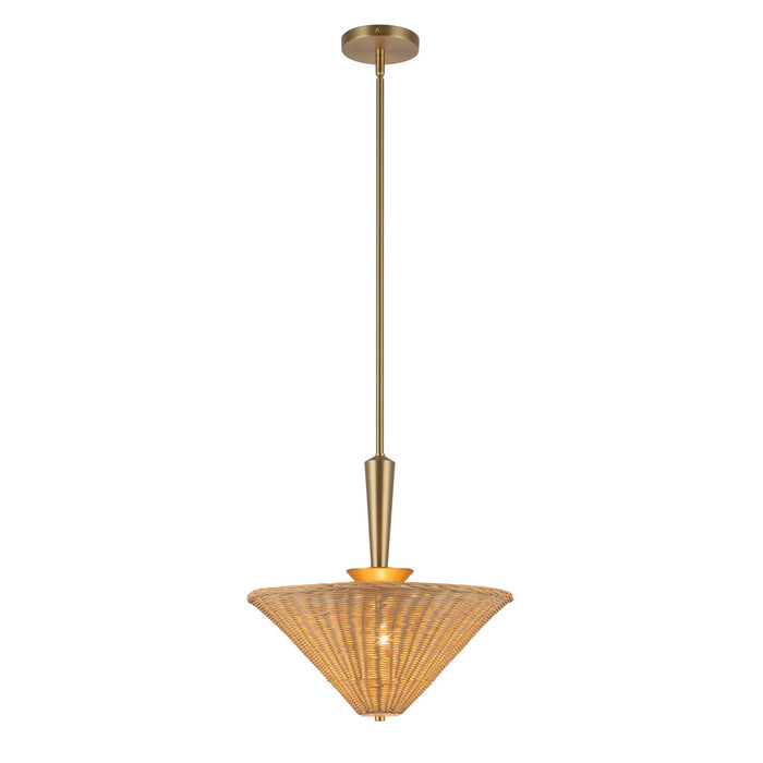 Alora PD497016BGRA One Light Pendant, Brushed Gold/Rattan