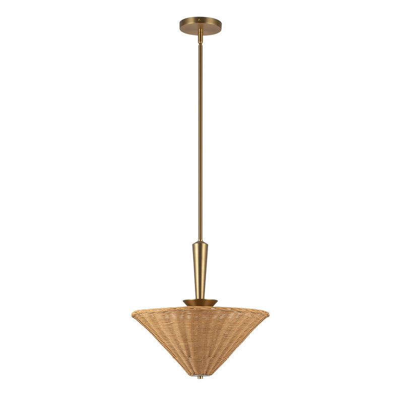 Alora PD497016BGRA One Light Pendant, Brushed Gold/Rattan