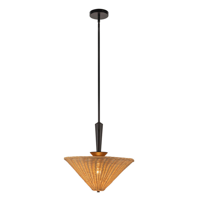 Alora PD497016MBRA One Light Pendant, Matte Black/Rattan