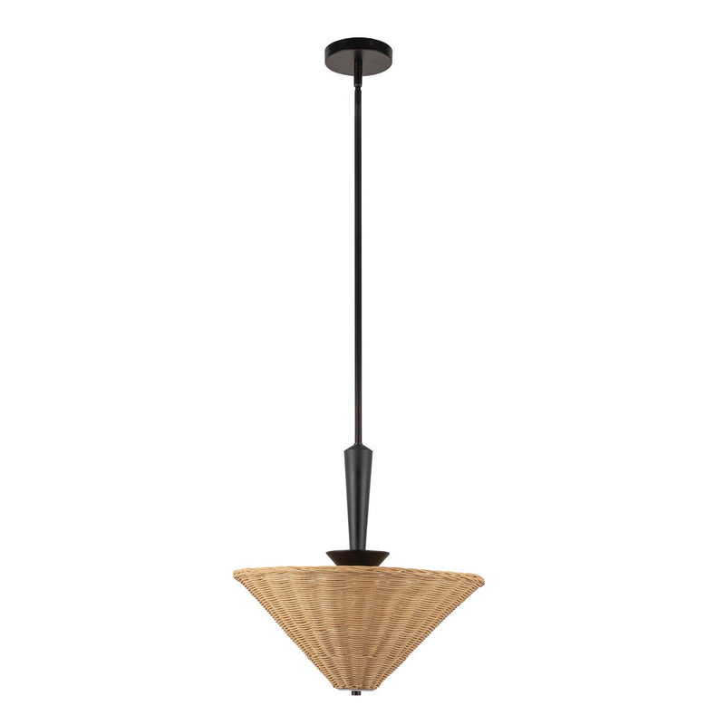 Alora PD497016MBRA One Light Pendant, Matte Black/Rattan