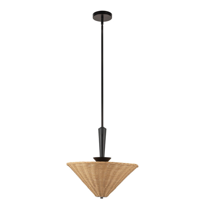 Alora PD497016MBRA One Light Pendant, Matte Black/Rattan