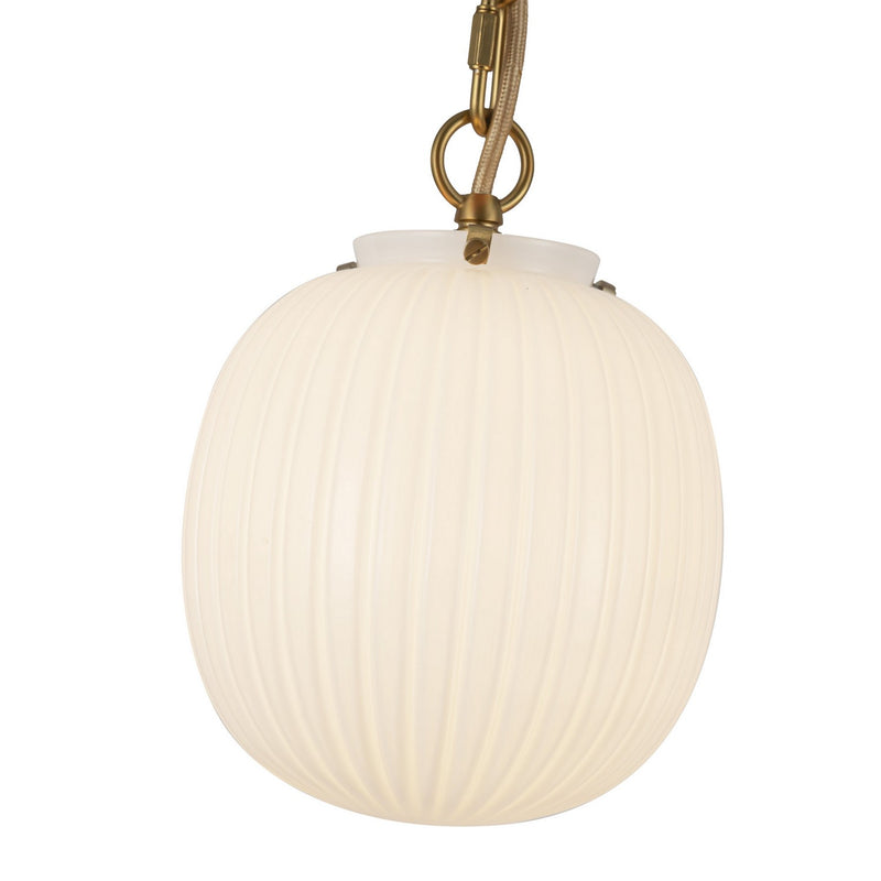 Alora PD579107BGGR One Light Pendant, Brushed Gold/Glossy Ribbed Opal Glass