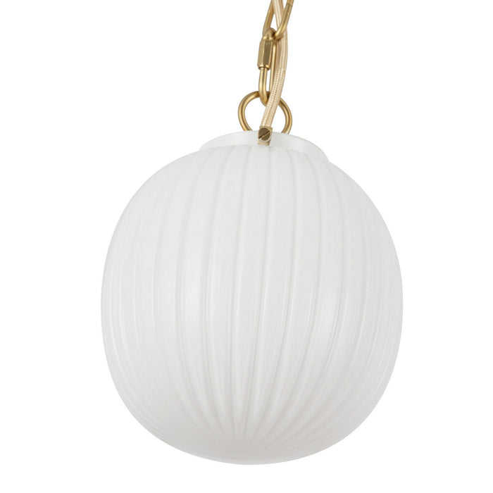 Alora PD579107BGGR One Light Pendant, Brushed Gold/Glossy Ribbed Opal Glass