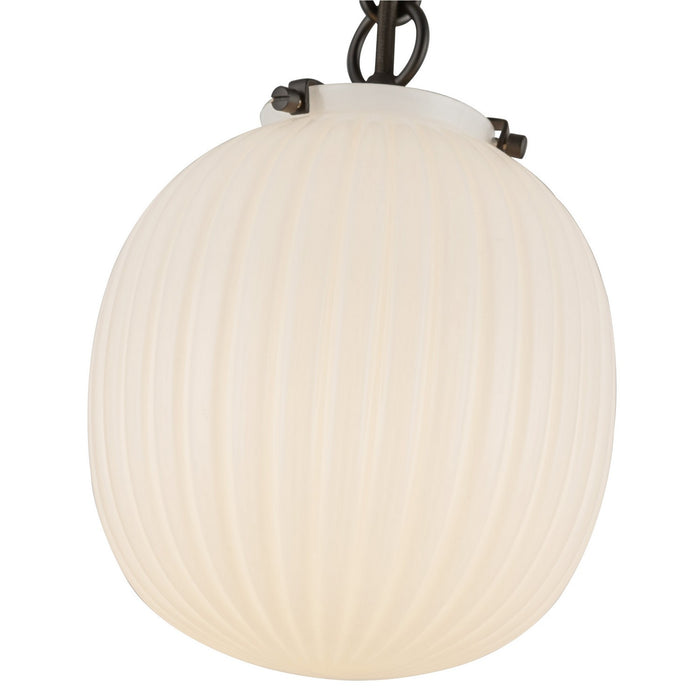 Alora PD579107MBGR One Light Pendant, Matte Black/Glossy Ribbed Opal Glass