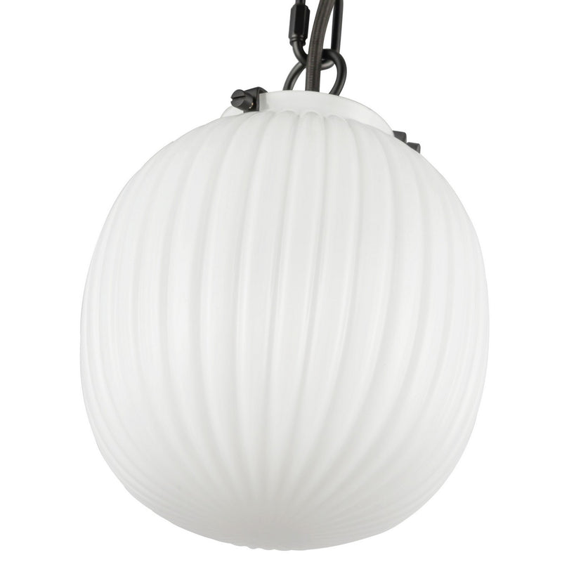Alora PD579107MBGR One Light Pendant, Matte Black/Glossy Ribbed Opal Glass