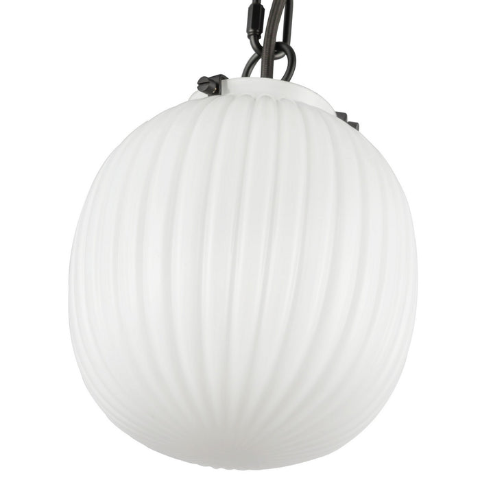Alora PD579107MBGR One Light Pendant, Matte Black/Glossy Ribbed Opal Glass