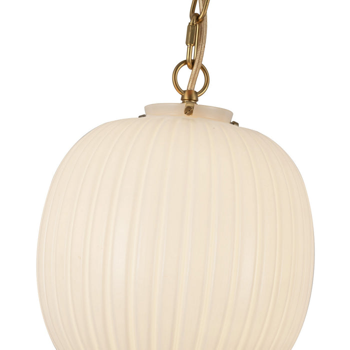 Alora PD579112BGGR One Light Pendant, Brushed Gold/Glossy Ribbed Opal Glass