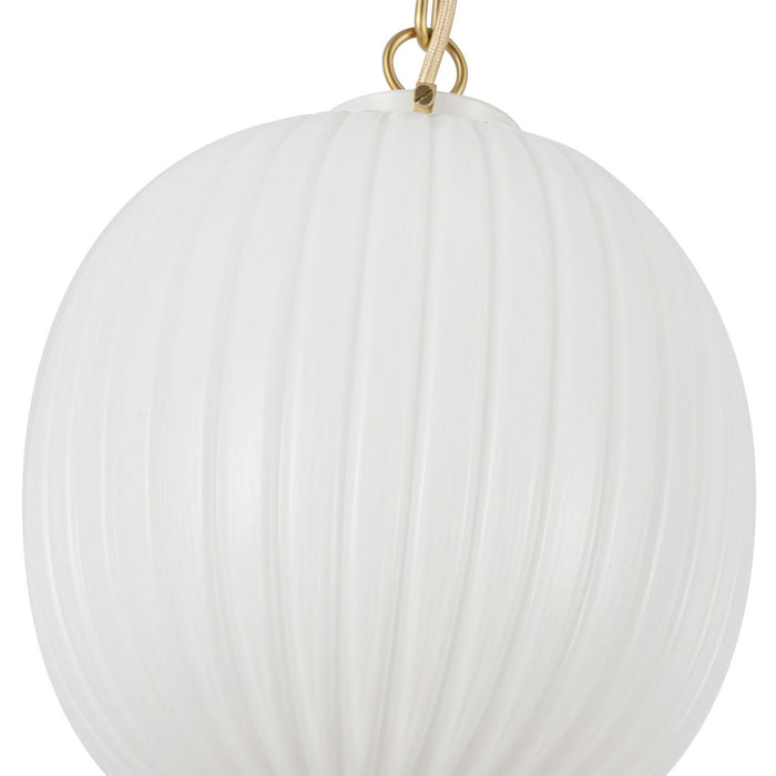 Alora PD579112BGGR One Light Pendant, Brushed Gold/Glossy Ribbed Opal Glass