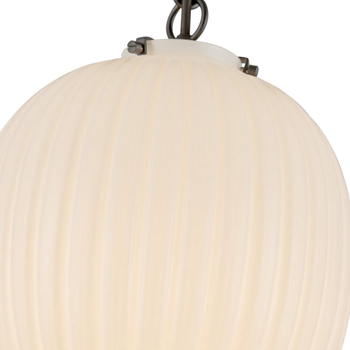Alora PD579112MBGR One Light Pendant, Matte Black/Glossy Ribbed Opal Glass