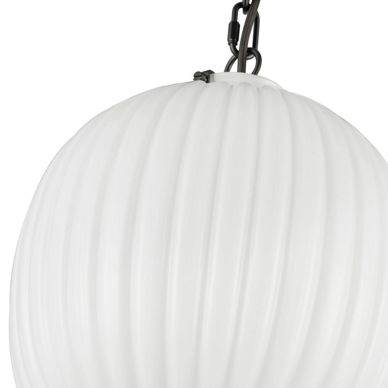 Alora PD579112MBGR One Light Pendant, Matte Black/Glossy Ribbed Opal Glass