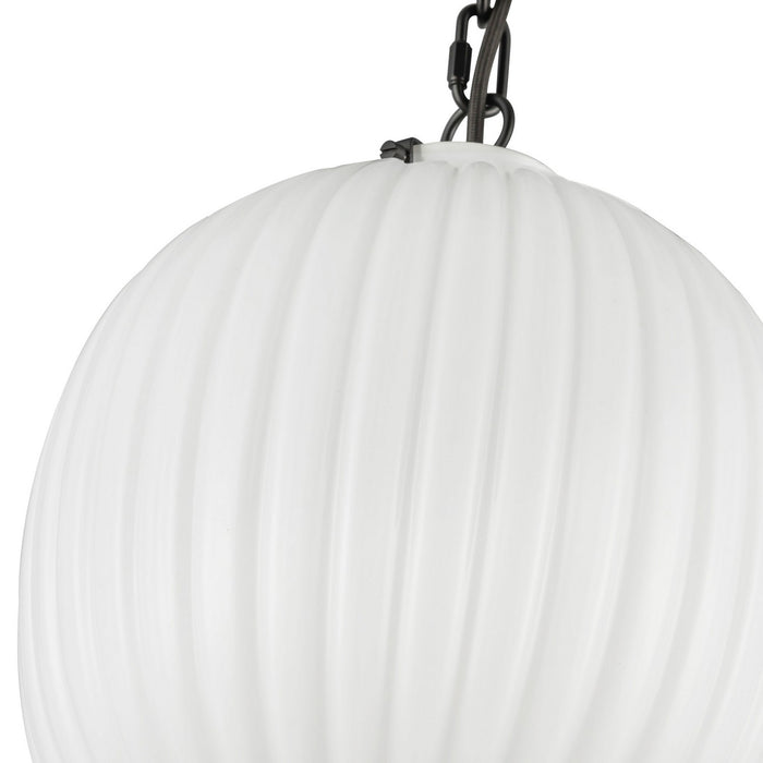 Alora PD579112MBGR One Light Pendant, Matte Black/Glossy Ribbed Opal Glass