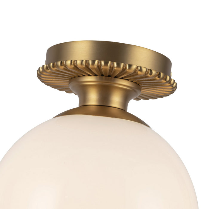 Alora SF430108BGGO One Light Semi-Flush Mount, Brushed Gold/Glossy Opal Glass