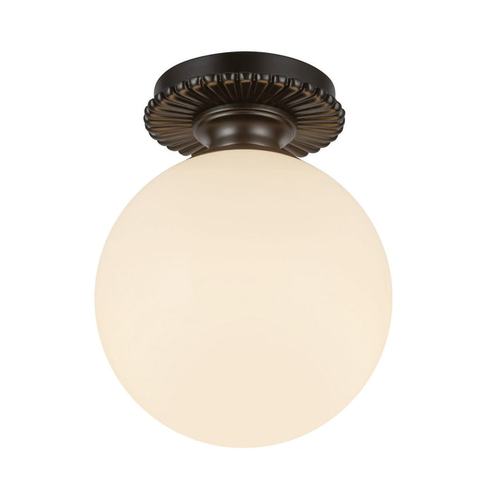 Alora SF430108MBGO One Light Semi-Flush Mount, Matte Black/Glossy Opal Glass