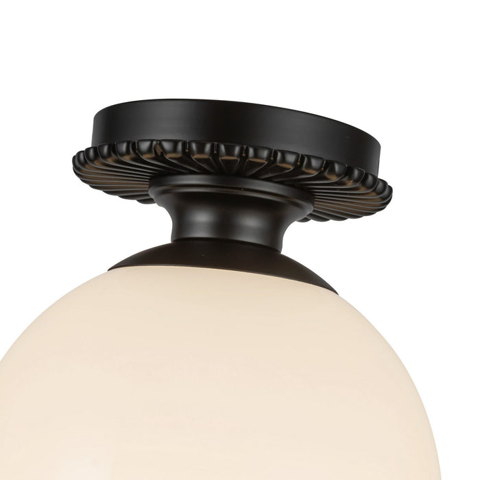 Alora SF430108MBGO One Light Semi-Flush Mount, Matte Black/Glossy Opal Glass