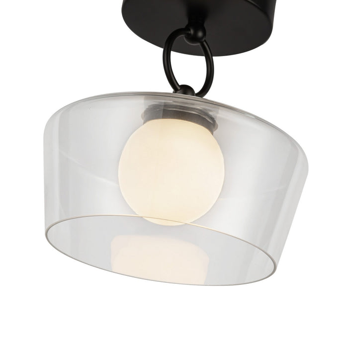 Alora SF443308MBCL-UNV LED Semi Flush Mount, Matte Black/Clear Glass