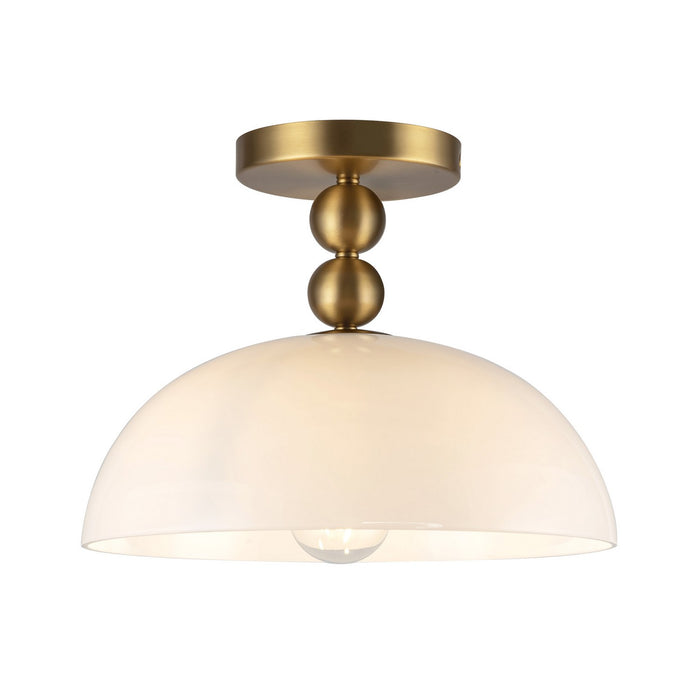 Alora SF459012BGGO One Light Semi-Flush Mount, Brushed Gold/Glossy Opal Glass