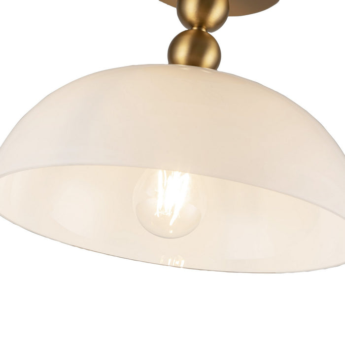 Alora SF459012BGGO One Light Semi-Flush Mount, Brushed Gold/Glossy Opal Glass