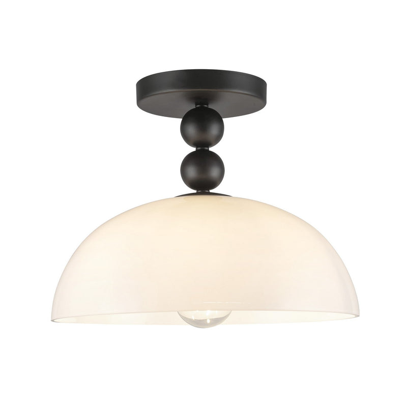 Alora SF459012MBGO One Light Semi-Flush Mount, Matte Black/Glossy Opal Glass