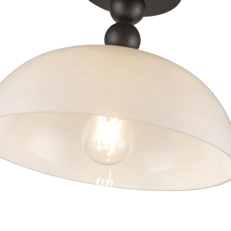 Alora SF459012MBGO One Light Semi-Flush Mount, Matte Black/Glossy Opal Glass