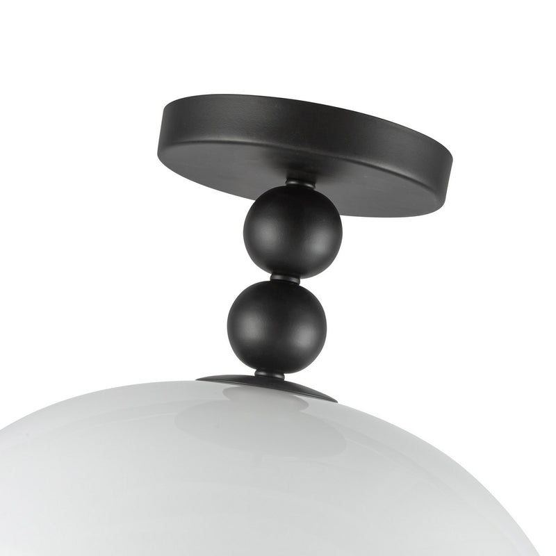 Alora SF459012MBGO One Light Semi-Flush Mount, Matte Black/Glossy Opal Glass
