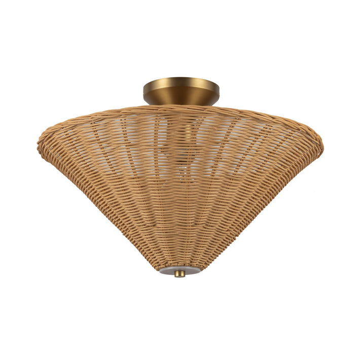 Alora SF497016BGRA One Light Semi-Flush Mount, Brushed Gold/Rattan
