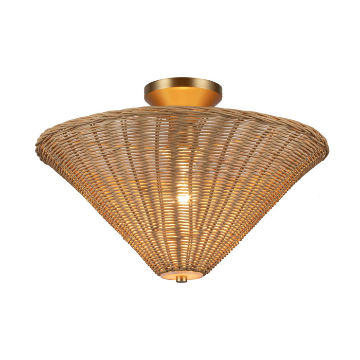Alora SF497016BGRA One Light Semi-Flush Mount, Brushed Gold/Rattan