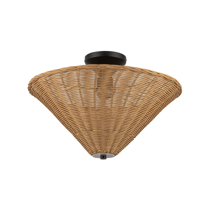 Alora SF497016MBRA One Light Semi-Flush Mount, Matte Black/Rattan