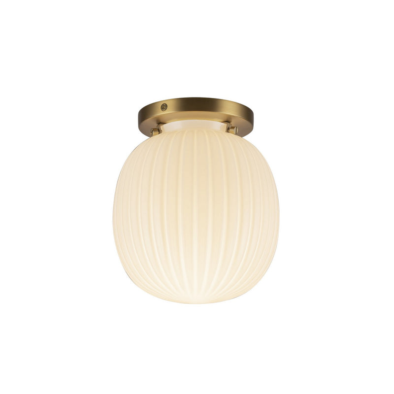 Alora SF579107BGGR One Light Semi-Flush Mount, Brushed Gold/Glossy Ribbed Opal Glass