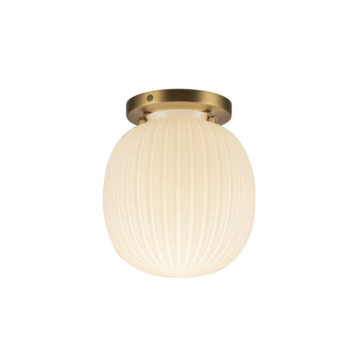 Alora SF579107BGGR One Light Semi-Flush Mount, Brushed Gold/Glossy Ribbed Opal Glass