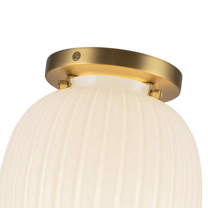 Alora SF579107BGGR One Light Semi-Flush Mount, Brushed Gold/Glossy Ribbed Opal Glass