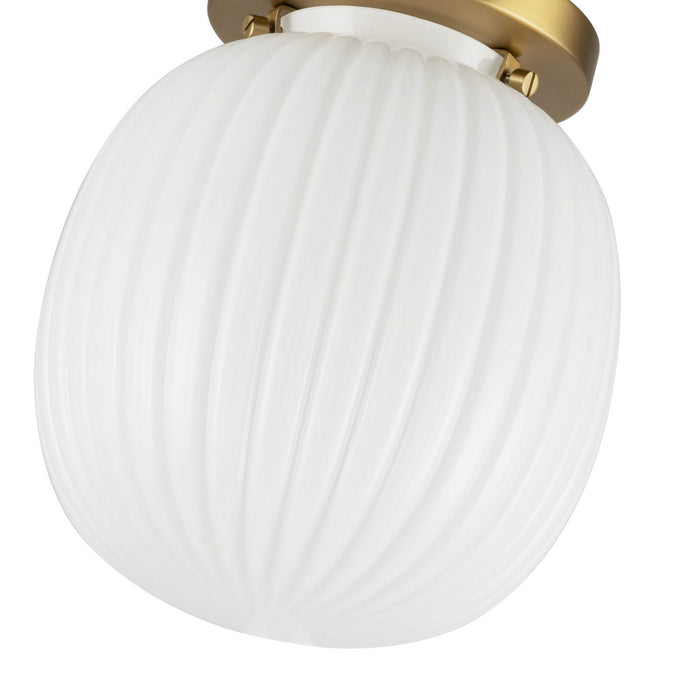 Alora SF579107BGGR One Light Semi-Flush Mount, Brushed Gold/Glossy Ribbed Opal Glass