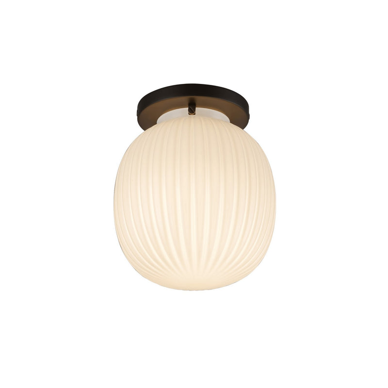 Alora SF579107MBGR One Light Semi-Flush Mount, Matte Black/Glossy Ribbed Opal Glass