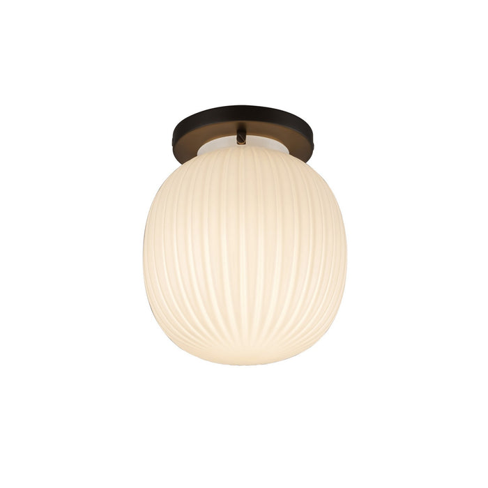 Alora SF579107MBGR One Light Semi-Flush Mount, Matte Black/Glossy Ribbed Opal Glass