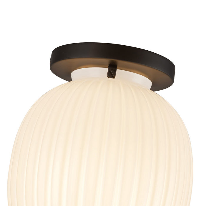 Alora SF579107MBGR One Light Semi-Flush Mount, Matte Black/Glossy Ribbed Opal Glass