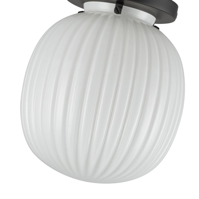 Alora SF579107MBGR One Light Semi-Flush Mount, Matte Black/Glossy Ribbed Opal Glass