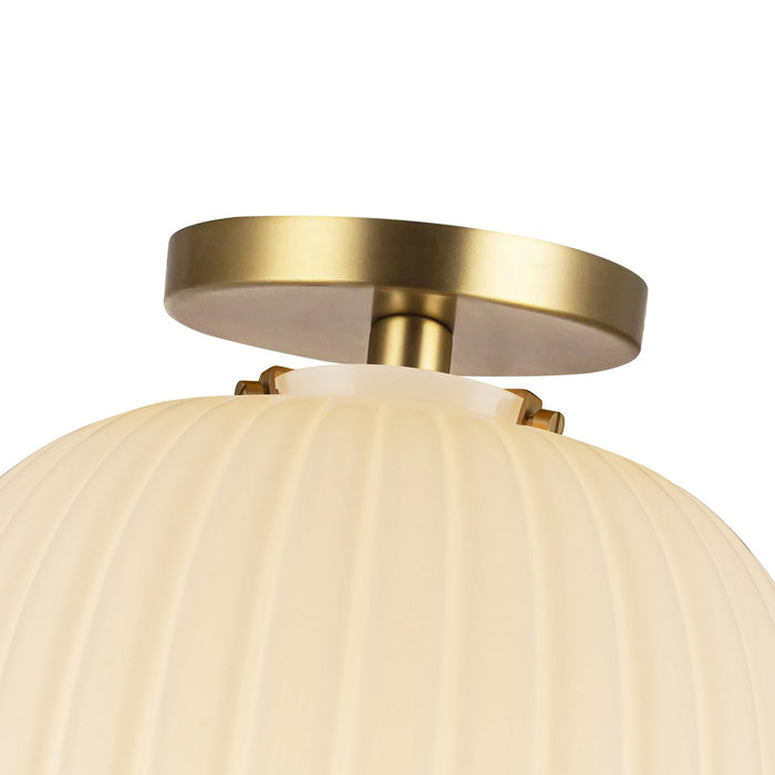 Alora SF579112BGGR One Light Semi-Flush Mount, Brushed Gold/Glossy Ribbed Opal Glass