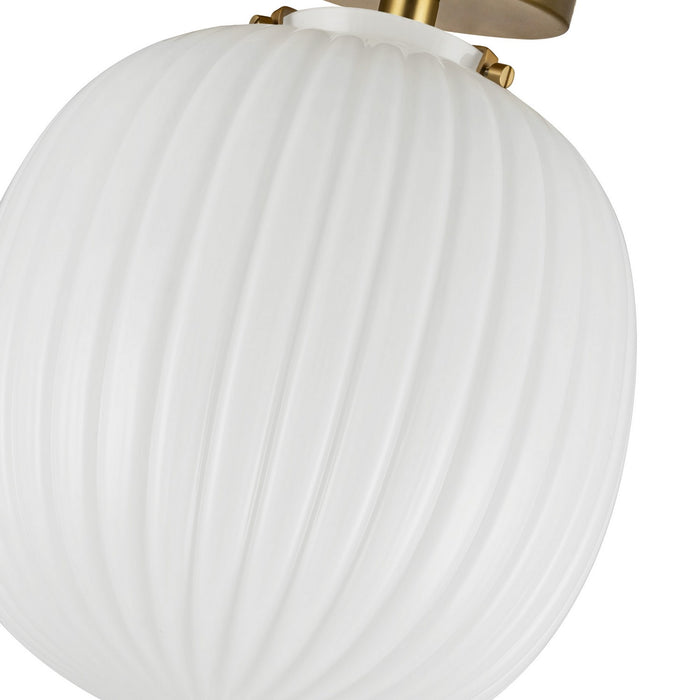 Alora SF579112BGGR One Light Semi-Flush Mount, Brushed Gold/Glossy Ribbed Opal Glass