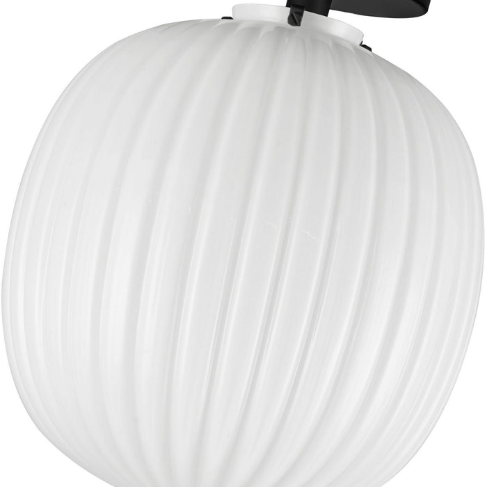 Alora SF579112MBGR One Light Semi-Flush Mount, Matte Black/Glossy Ribbed Opal Glass