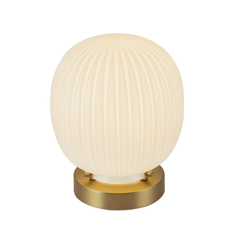 Alora TL579107BGGR One Light Table Lamp, Brushed Gold/Glossy Ribbed Opal Glass