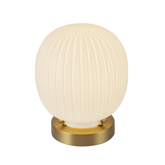Alora TL579107BGGR One Light Table Lamp, Brushed Gold/Glossy Ribbed Opal Glass