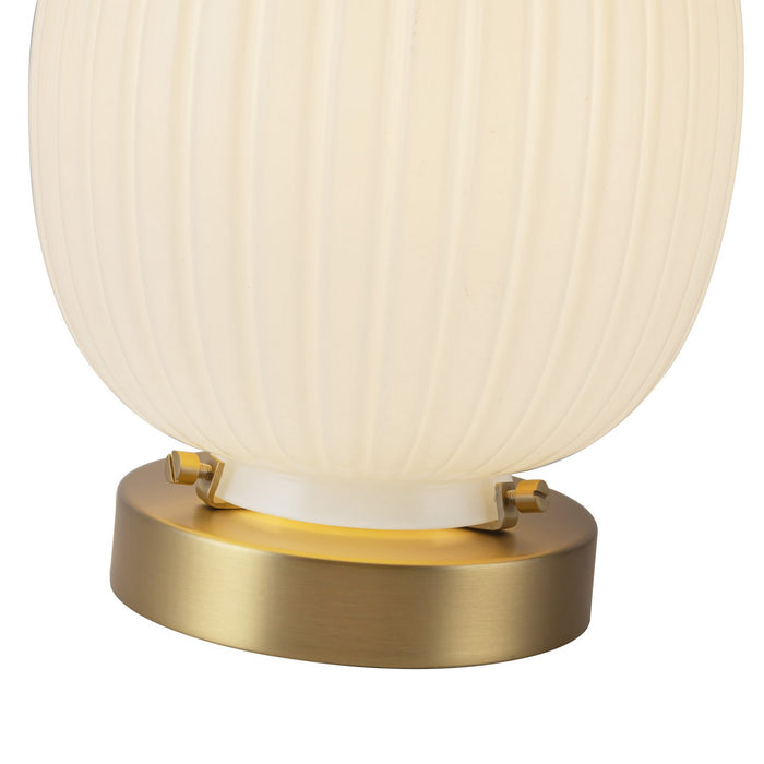 Alora TL579107BGGR One Light Table Lamp, Brushed Gold/Glossy Ribbed Opal Glass