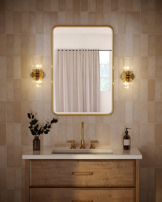 Alora WV442612BGCR Two Light Vanity, Brushed Gold/Clear Ribbed Glass