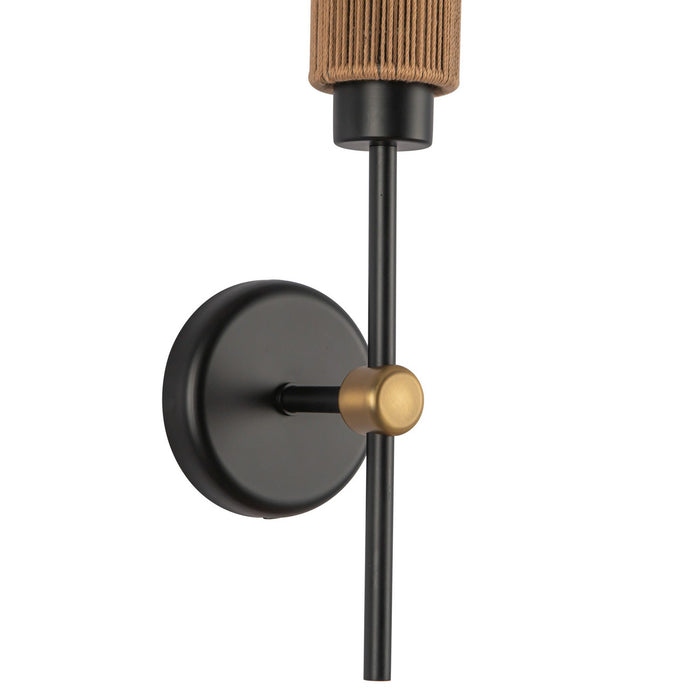 Alora WV491120MBTJ One Light Vanity, Matte Black/Tan Jute