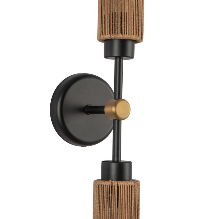 Alora WV491223MBTJ Two Light Vanity, Matte Black/Tan Jute