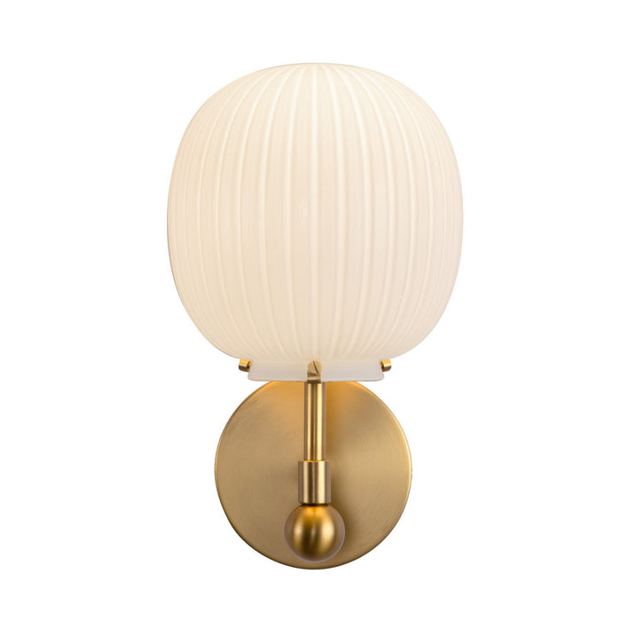 Alora WV579107BGGR One Light Vanity, Brushed Gold/Glossy Ribbed Opal Glass