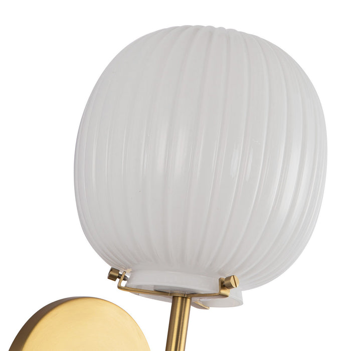 Alora WV579107BGGR One Light Vanity, Brushed Gold/Glossy Ribbed Opal Glass