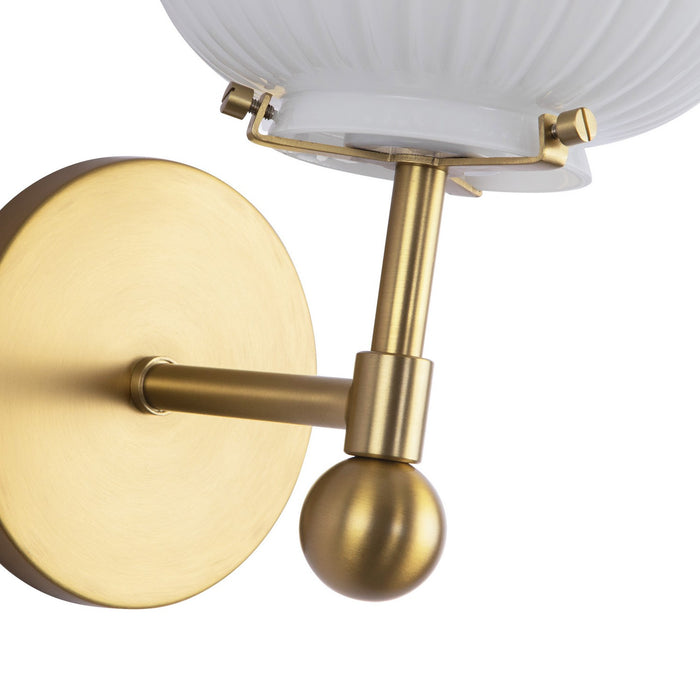 Alora WV579107BGGR One Light Vanity, Brushed Gold/Glossy Ribbed Opal Glass