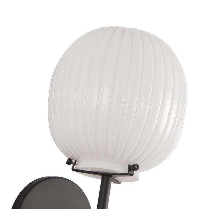 Alora WV579107MBGR One Light Vanity, Matte Black/Glossy Ribbed Opal Glass